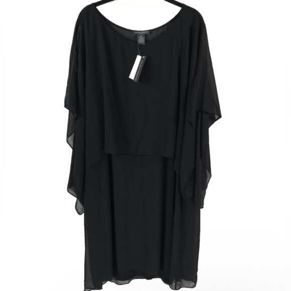 NWT‎ CHELSEA & THEODORE Black Shift Lined Dress Attached Shall 2743086W Size 3X - Picture 2 of 10